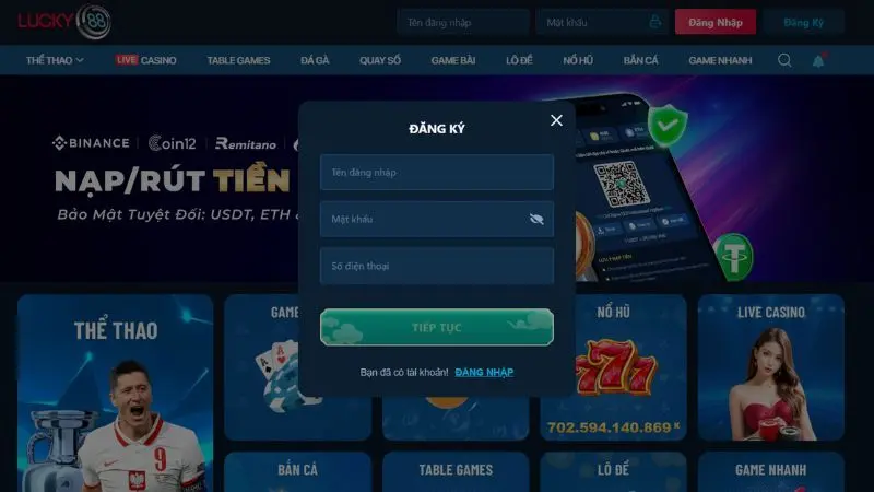 Cách đăng ký tài khoản Lucky88