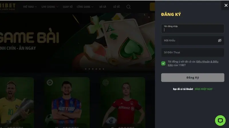 Hướng dẫn cách đăng ký tài khoản 11Bet nhanh chóng