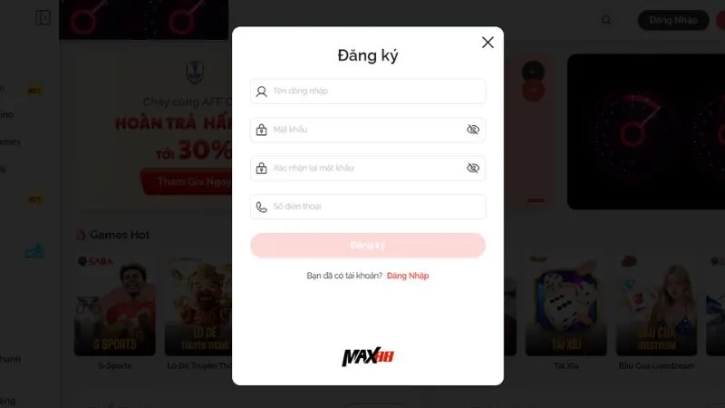 Hướng dẫn đăng ký và đăng nhập tài khoản Max88
